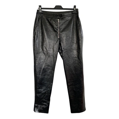 Pre-owned Manila Grace Vegan Leather Straight Pants In Black