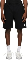 Golden Goose Black Diego Star Collection Bermuda Shorts With Contrasting White Stars In Black/white