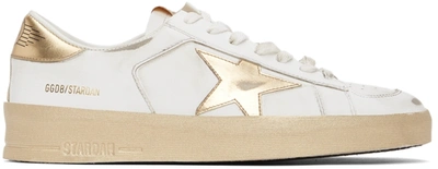 Golden Goose White & Gold Stardan Sneakers In White,gold