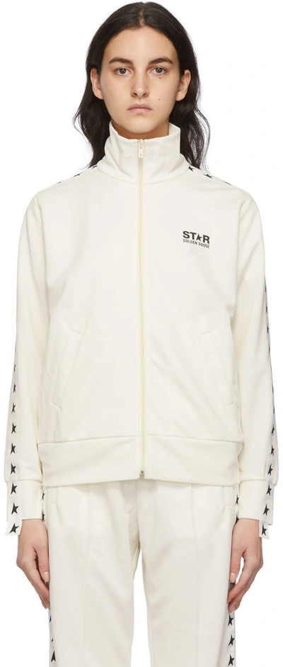 Golden Goose Off-white Denise Star Zip-up Sweatshirt In Beige