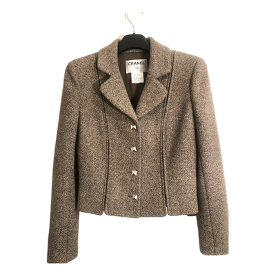 Pre-owned Chanel La Petite Veste Noire Wool Suit Jacket In Beige