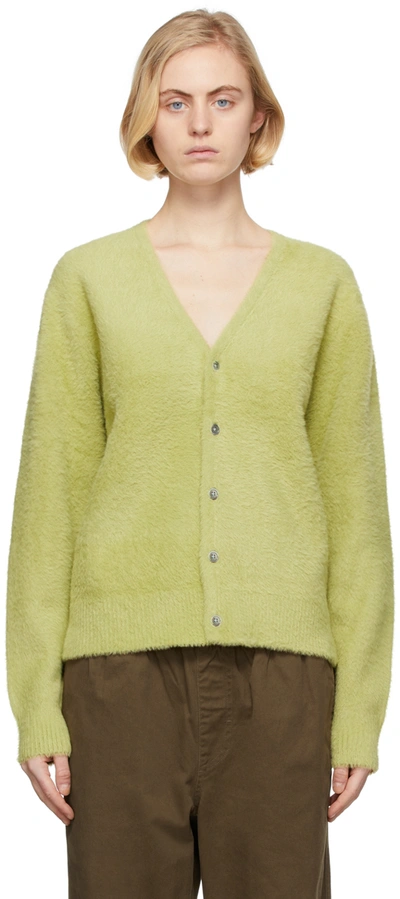 Stussy Green Shaggy Cardigan In Lime