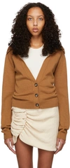 Nanushka Jodi Rib-trimmed Knitted Cardigan In Camel