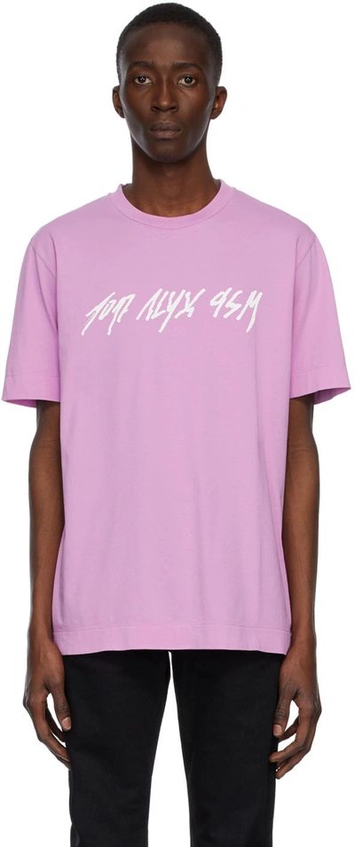 Alyx Printed Logo Cotton T-shirt In Pink,white