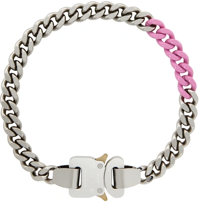 Alyx Silver & Pink Colored Links Necklace In Multicolor