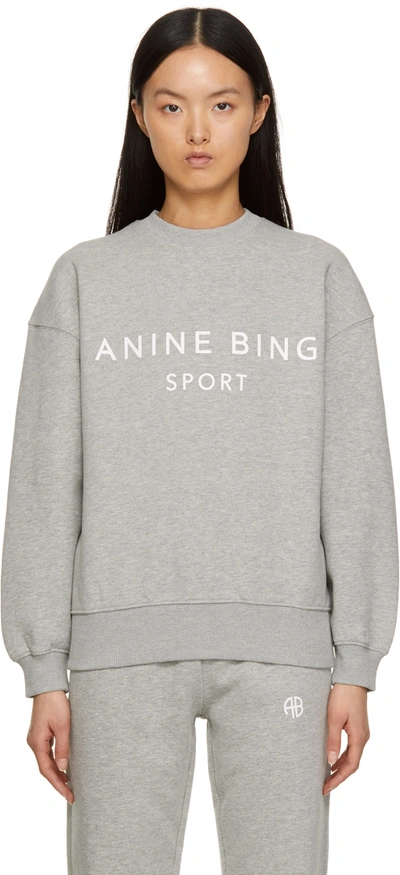 Anine Bing Evan Logo Cotton Blend Sweatshirt In Grey
