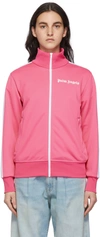 Palm Angels Pink Track Zip-up Sweatshirt In Fuchsia White (fuchsia)