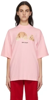 Palm Angels Headless Bear Oversize Cotton Graphic Tee In Pink