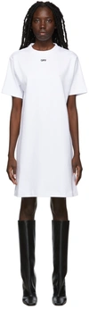 OFF-WHITE WHITE STAMP LOGO T-SHIRT DRESS