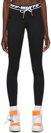 Off-white Black Leggings With Logo And Drawstring In Stretch Polyamide Woman In Black No Color