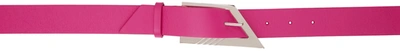 Attico 3cm Logo Leather Belt W/ Pendent Detail In 008 Fuchsia