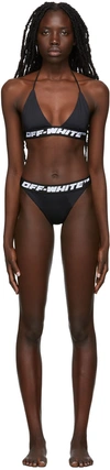 Off-white Printed Stretch-jacquard Triangle Bikini In Black