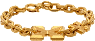 Off-white Signature Arrows Motif Chain Bracelet In Gold
