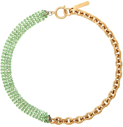 Justine Clenquet Ssense Exclusive Gold & Green Shanon Choker In Gold/green