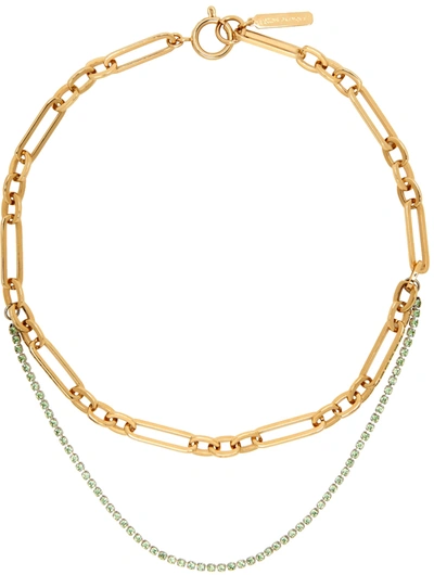 Justine Clenquet Ssense Exclusive Gold & Green Paloma Necklace In Gold/green