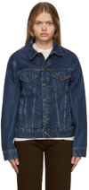 Re/done Blue 90s Oversized Trucker Denim Jacket In Rustic Indigo