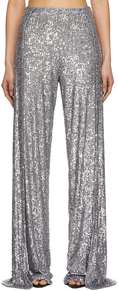 Tom Ford Sequined High-rise Wide-leg Pants In Grey