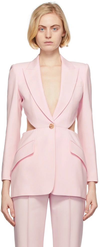 Alexander Mcqueen Single-breasted Cut-out Blazer In Pink