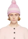 ALEXANDER MCQUEEN PINK CABLE KNIT BEANIE