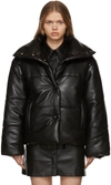 Nanushka Hide Quilted Padded Vegan Leather Jacket In Black