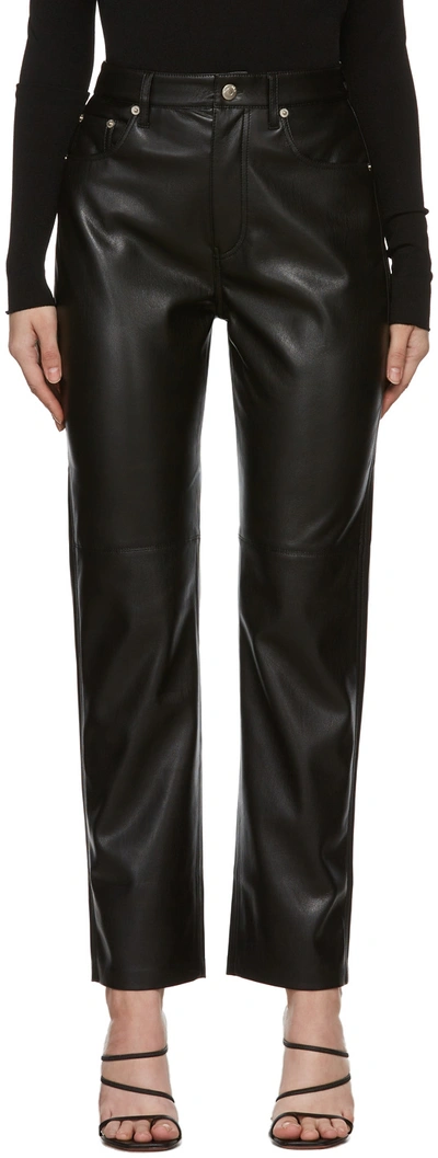 NANUSHKA BLACK VINNI VEGAN LEATHER TROUSERS