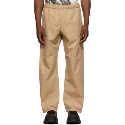 Alexander Mcqueen Elasticated Waistband Straight Trousers In Beige