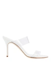 Manolo Blahnik Scolto Clear Double Strap Sandal In White