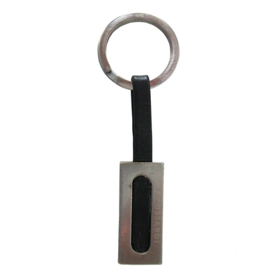 Pre-owned Trussardi Leather Key Ring In Black