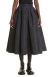 Alexander Mcqueen Pleated Polyfaille Midi Skirt In Black