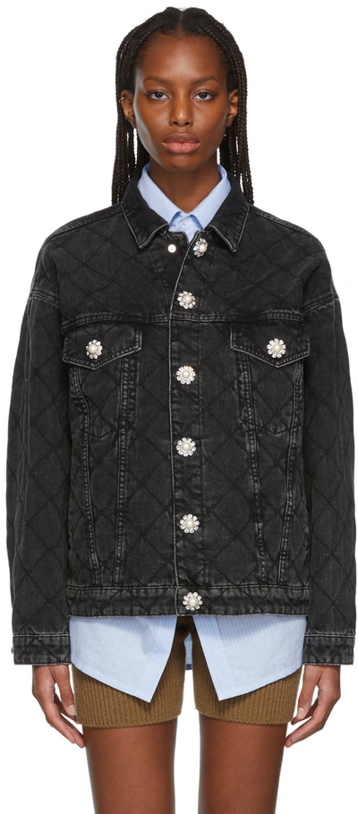 Miu Miu Embellished-button Denim Jacket In Black | ModeSens