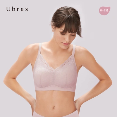 Ubras 几何蕾丝大杯背勾文胸v领内衣女无钢圈性感美背女士胸罩