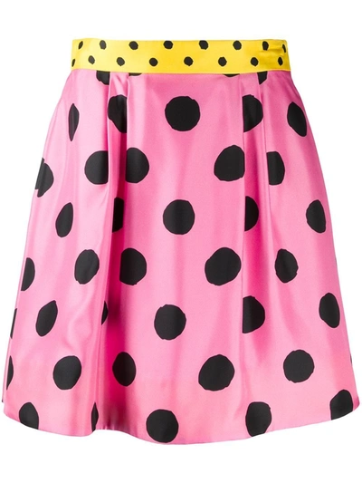 Moschino Polka Dot Skater Skirt In Pink