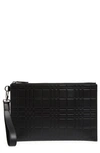 BURBERRY EDIN CHECK EMBOSSED ZIP LEATHER POUCH