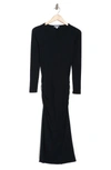 James Perse Long Sleeve Ruched Midi Dress In Deep