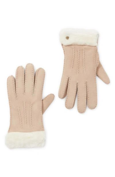 Ugg Classic Tasman Genuine Shearling Gloves In Sand