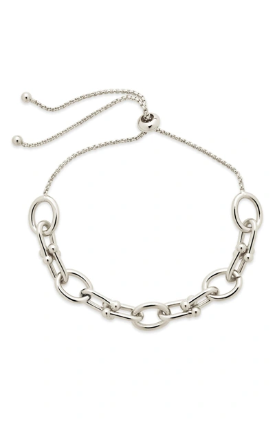 Sterling Forever Mixed Link Bolo Bracelet In Silver