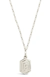 Sterling Forever Rhodium Plated Hexagon Tag Initial Pendant Necklace In Silver-b