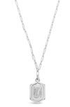 Sterling Forever Rhodium Plated Hexagon Tag Initial Pendant Necklace In Silver-m