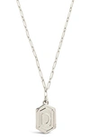 Sterling Forever Rhodium Plated Hexagon Tag Initial Pendant Necklace In Silver-d