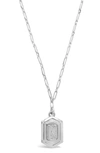 Sterling Forever Rhodium Plated Hexagon Tag Initial Pendant Necklace In Silver-k
