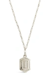 Sterling Forever Rhodium Plated Hexagon Tag Initial Pendant Necklace In Silver-i