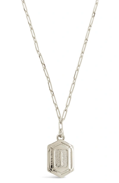 Sterling Forever Rhodium Plated Hexagon Tag Initial Pendant Necklace In Silver-i