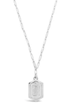 Sterling Forever Rhodium Plated Hexagon Tag Initial Pendant Necklace In Silver-j