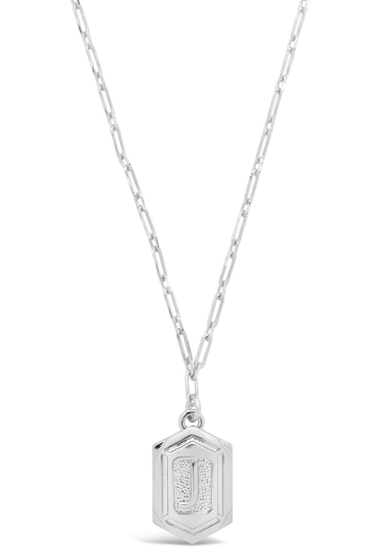 Sterling Forever Rhodium Plated Hexagon Tag Initial Pendant Necklace In Silver-j