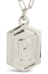 Sterling Forever Rhodium Plated Hexagon Tag Initial Pendant Necklace In Silver-p