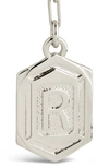 Sterling Forever Rhodium Plated Hexagon Tag Initial Pendant Necklace In Silver-r