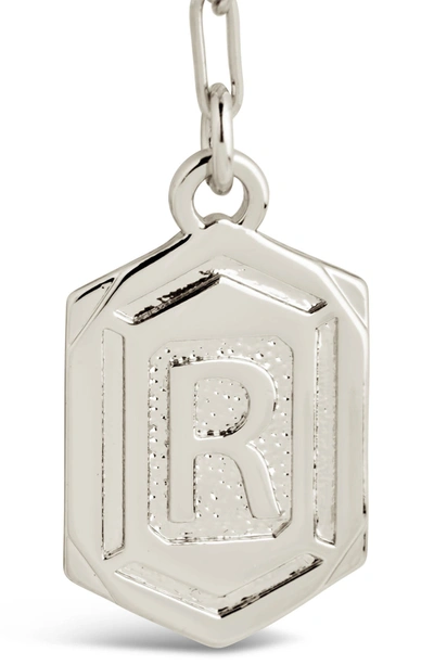 Sterling Forever Rhodium Plated Hexagon Tag Initial Pendant Necklace In Silver-r
