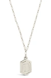 Sterling Forever Rhodium Plated Hexagon Tag Initial Pendant Necklace In Silver-t