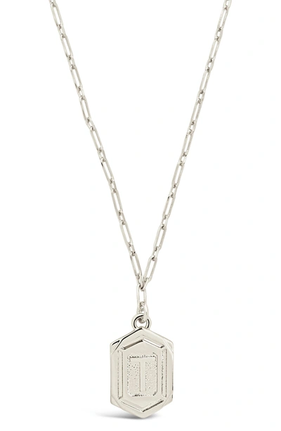 Sterling Forever Rhodium Plated Hexagon Tag Initial Pendant Necklace In Silver-t