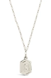 Sterling Forever Rhodium Plated Hexagon Tag Initial Pendant Necklace In Silver-s